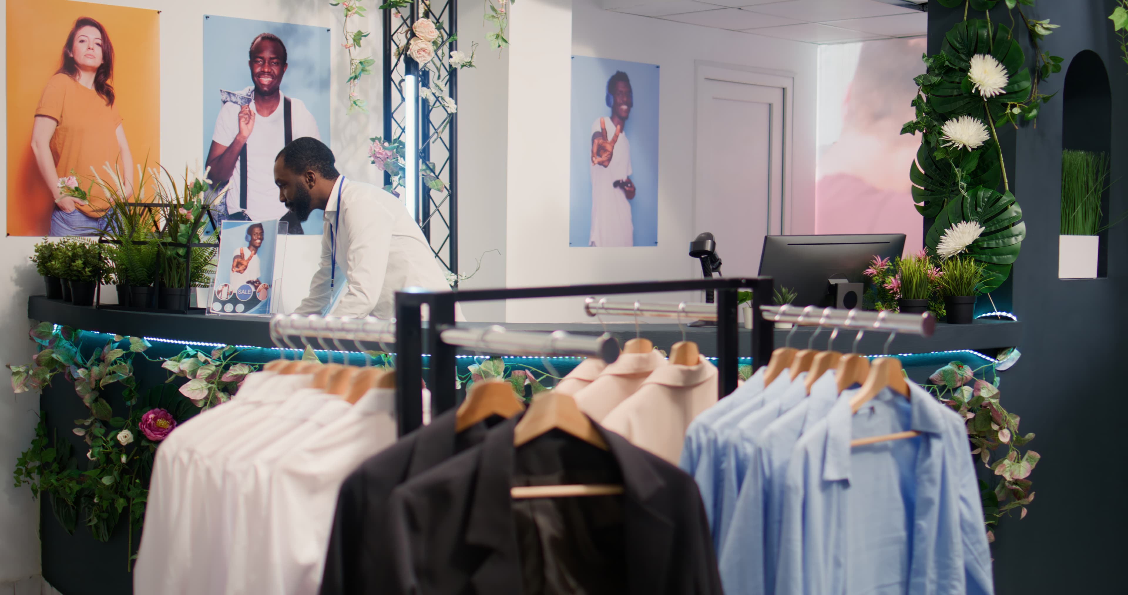 Conseillère et cliente en boutique mode