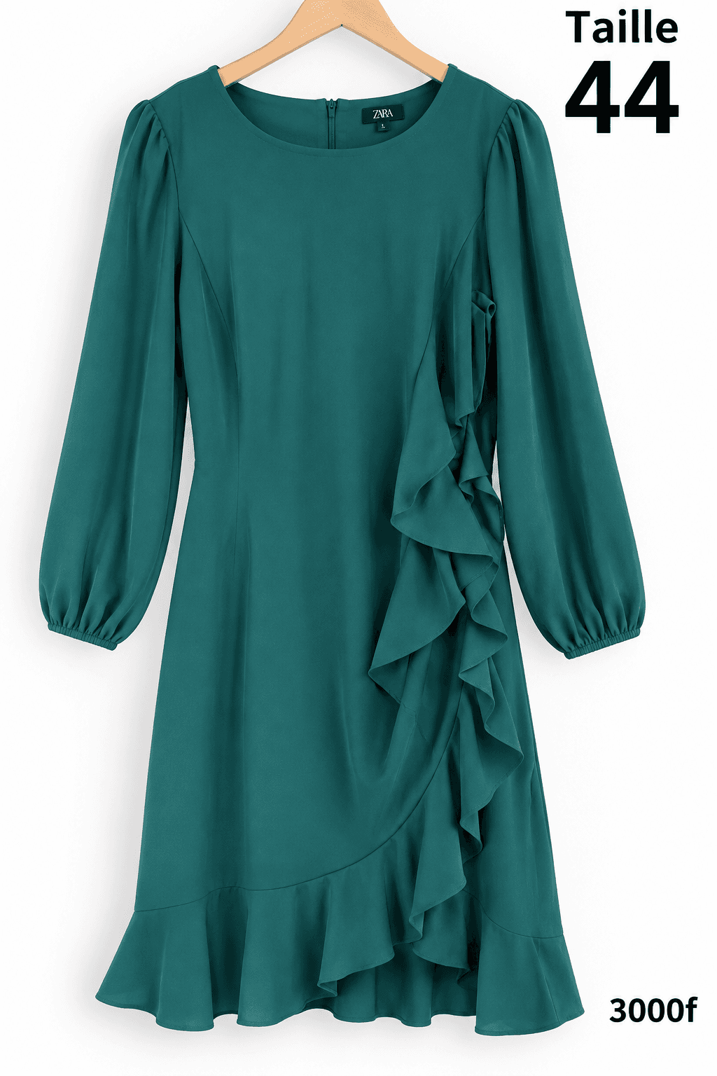 Robe de sortie verte à volants